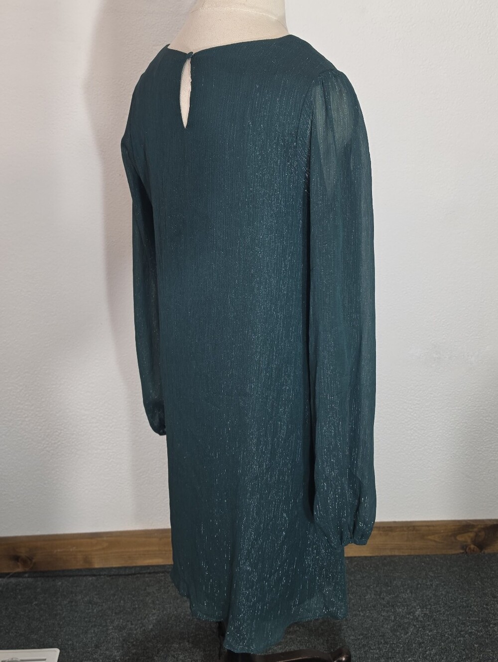 Andree By Unit Dress Sparkling Flowy Sheer Overlay Green Size M - Picture 9 of 14